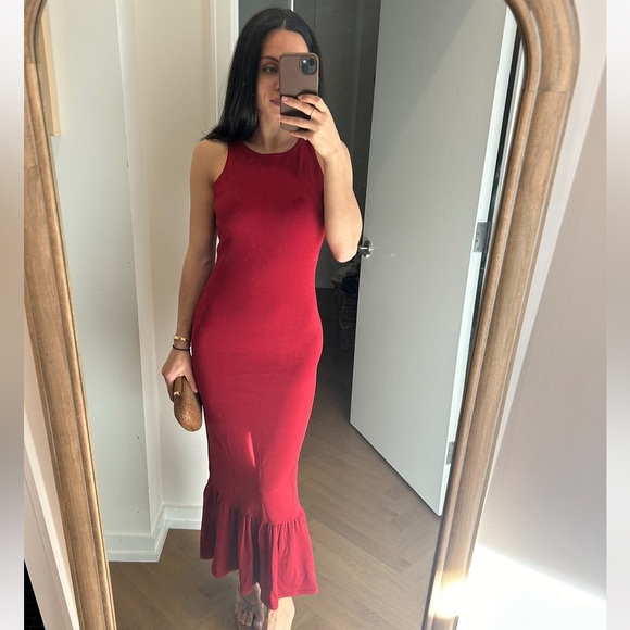 Cos Red Ruffle Hem Dress - Picture 2 of 3